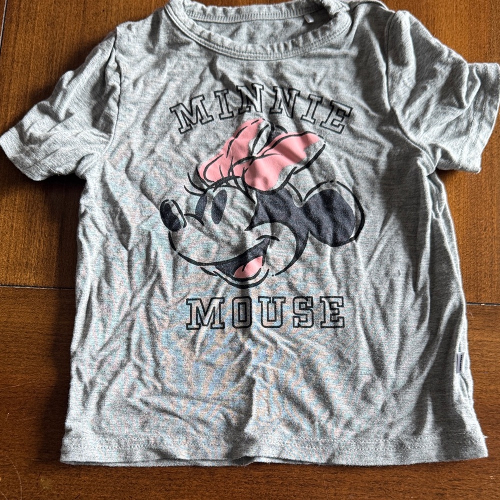 Little sleepies disney Minnie Mouse Gray and Pink Tee